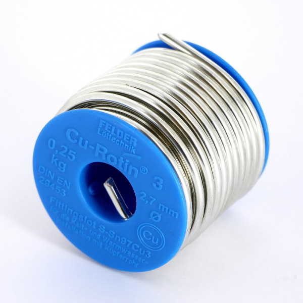 Припой мягкий медный 3 на шпуле Cu-Rotin*3 2,7мм 250гр